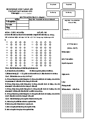 Đề kiểm tra học kì I Vật lí lớp 11 - Mã đề 128 - Năm học 2016-2017 - Trường THPT Hoàng Cầu